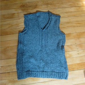 Handknit 50/50 Wool/cotton Men’s Vest  Small One of a Kind.